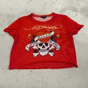 Ed Hardy Baby Mesh Tee – Red – Size Large